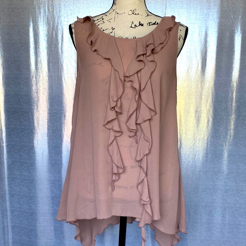 H&M Sleeveless Ruffle Tan Blouse